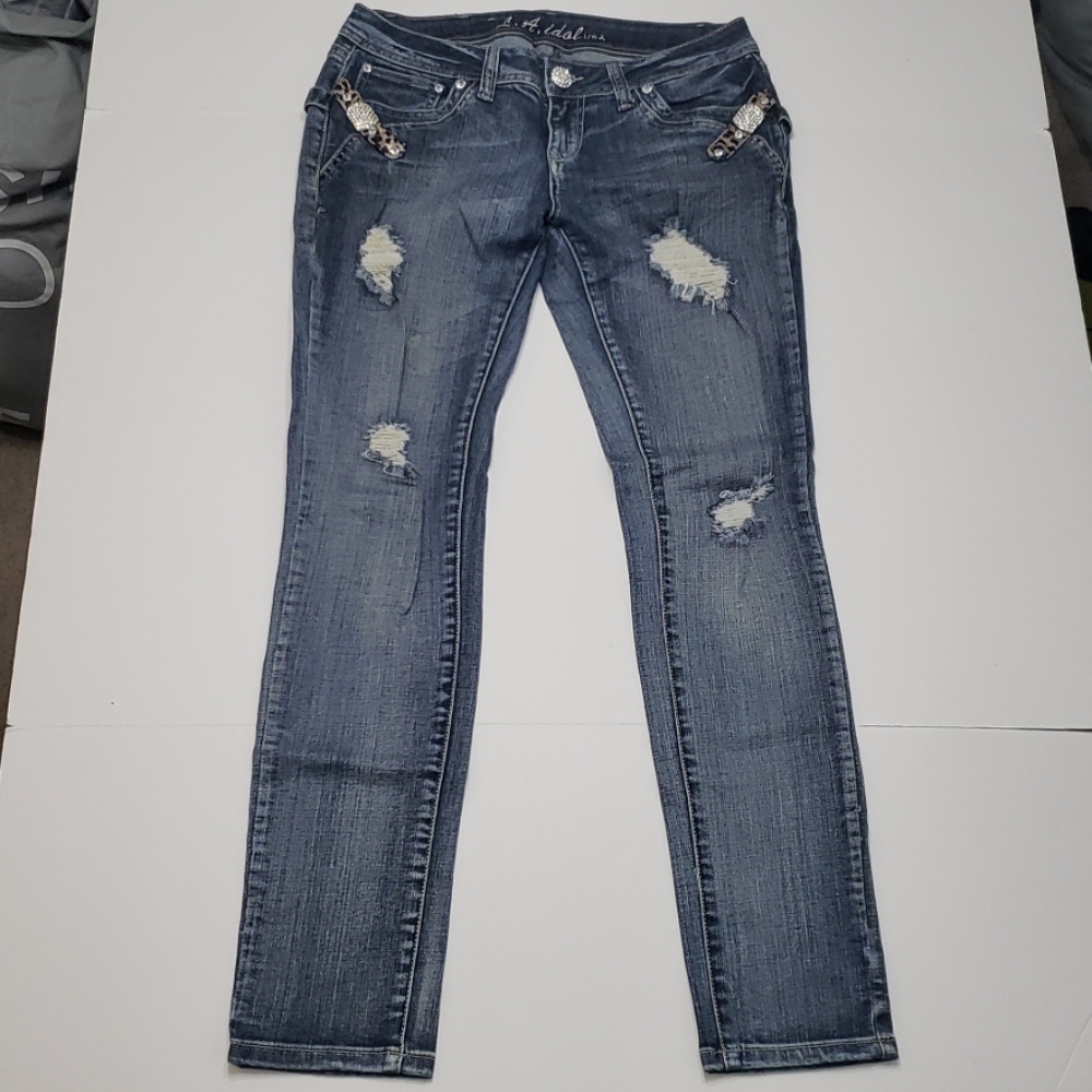 Womens LA Idol Size 11 33×31.5 Rhinestone Jeans